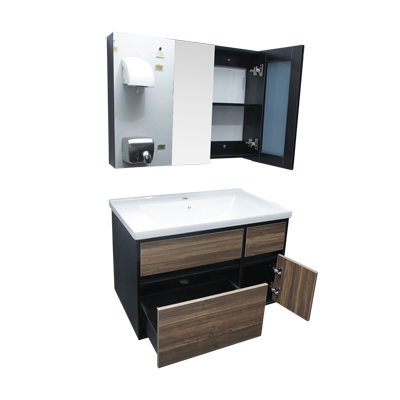 LAVABO  MEUBLE PVC +MIROIR 2ELMTS L.80 x H.46 x D.50 cm  1010301078