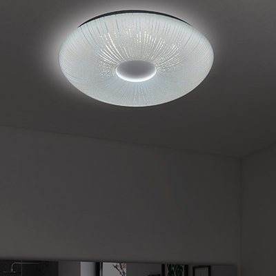 PLAFONNIER ROND LED White+chrome 54 W, 6000 K.AC 110-265 V/50 Hz,4050 lm,  Ø400 x H.80 mm Ref. E1. 1050203691