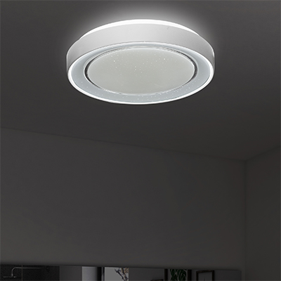 PLAFONNIER ROND LED White+chrome  54 W, 6000 K. AC 110-265 V/50 Hz, 4050 lm, Ø400xH.80mm.  Ref. H1 1050203696
