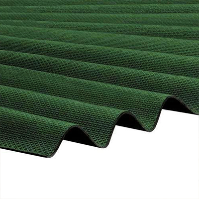 TOLE BITUMINEE VERT  2000X1000X3MM AVEC 12PCES POINTE ET CAPUCHON (TURQUIE)