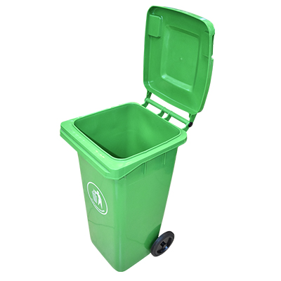 POUBELLE PLASTIQUE VERT AVEC ROUE 120L