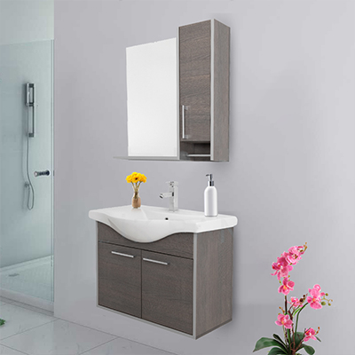 LAVABO MEUBLE +MIROIR LUNA 65 CM GREY  90- 988(CLK)TURQUIE 3 ELMTS