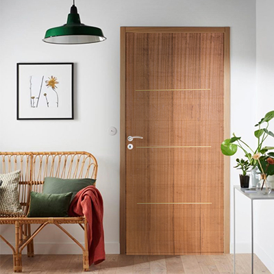 PORTE MDF 2000x800 mm Horizontal trio COULEUR SAPELI SANS BATI MD01228