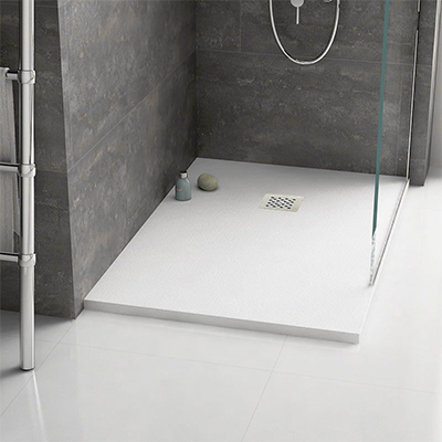 RECEVEUR DE DOUCHE RECTANGULAIRE EN RÉSINE AVEC SIPHON CE L.120 X W.80 X H.2.5 CM SS304 BLANC 1010104201