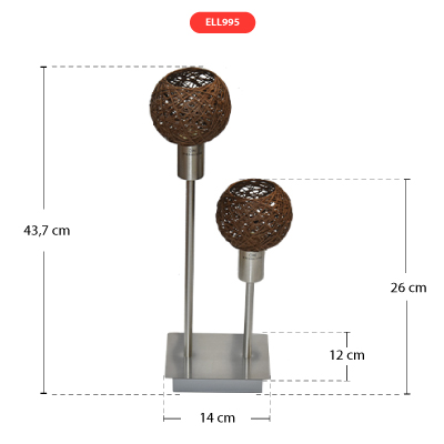 LAMPE À POSER MÉTAL-PAPIER 2 X E14 MAX. 5,5W IP20 140X120X437MM 7814-022BRILONER (ALL)
