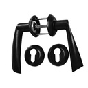 POIGNÉE DE PORTE EXTERIEUR   EN ALUMINIUM  NOIR SUR ROSACE ZAMAK Ø54 mmXL.134MM   2030503027