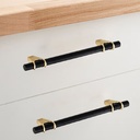 POIGNEE MEUBLE ALU ET ZAMAK  (6817) L.149 X ENTRAXE 96MM ANODISE NOIR ET DORE   1030906356