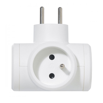 FICHE MULTIPRISES 16A 3X2XP+T 3 SORTEIES LATERALES BLANC 050632