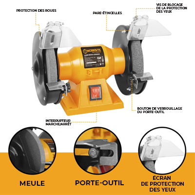 MEULEUSE ELECTRIQUE DOUBLE 200W 220-240V/50HZ 150X16X12.7MM CE  2840/MIN BG106 WORKSITE