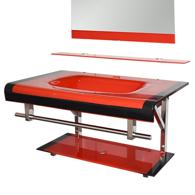 LAVABO EN VERRE 800x500x15mm RED BLACK JH-888-8 (2 ELMTS)