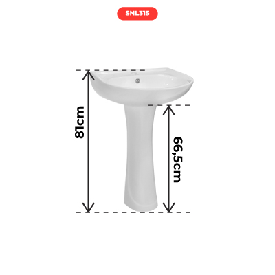 LAVABO AVEC COLONNE 62x52cm DP803 BLANC AQUA