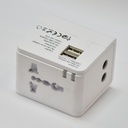 ADAPTEUR France UNIVERSAL CE & RoHS  1500W PORT USB. 100-230 V/6A  40000 BRANCHEMENTS  2100108002