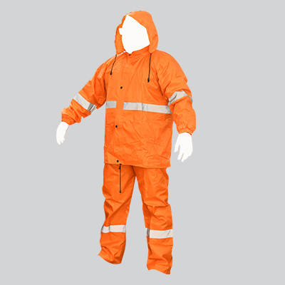 IMPERMEABLE AVEC PANTALON ORANGE AVEC BANDE 190D TAILLE XL 2011211064