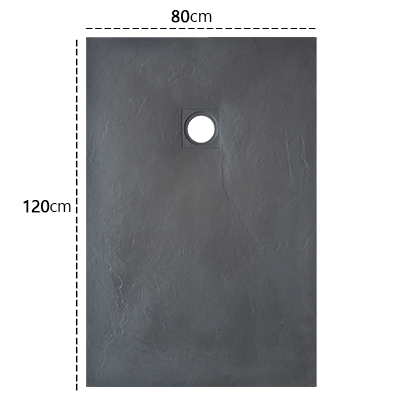 RECEVEUR DE DOUCHE RECTANGULAIRE EN RÉSINE AVEC SIPHON CE L.120 X W.80 X H.2.5 CM SS304 GRIS 1010104202