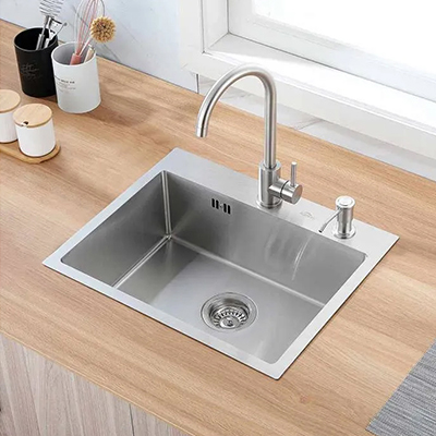 EVIER INOX  SIMPLE BAC AVEC SIPHON L 500 x W 440 x H 200 3MM 1020201016