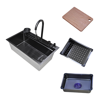EVIER INOX  SIMPLE BAC AVEC SIPHON L 750 x W 450 x H 220 mm 3MM 1020201018