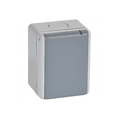 SOCLE 2P+T 32A ETANCHE PLEXO IP44-IK08-A VOLET-96x119-GRIS 55872