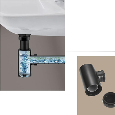 SIPHON  LAVABO RÉGLABLE MOON TYPE 200-250 NOIR MAT (EN BOITE) - IZ YAPI   24 0015