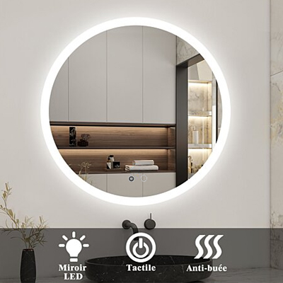 MIROIR  SALLE DE BAIN LED SANS CADRE, ANTI-BUÉE Ø 80 cm ROND IP20 4000 K AC 110-240 V/DC 12 V 1010909002