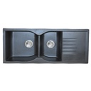 EVIER QUARTZ DOUBLE BAC NOIR  (1145x490x203mm)45X19.5X8 avec accessoir 22,50kg  (UE)