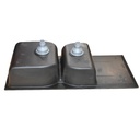 EVIER QUARTZ DOUBLE BAC NOIR  (1145x490x203mm)45X19.5X8 avec accessoir 22,50kg  (UE)