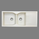 EVIER QUARTZ DOUBLE BAC BLANC (1145x490x203mm)  45X19.5x8 avec accessoires 22,50kg(UE)