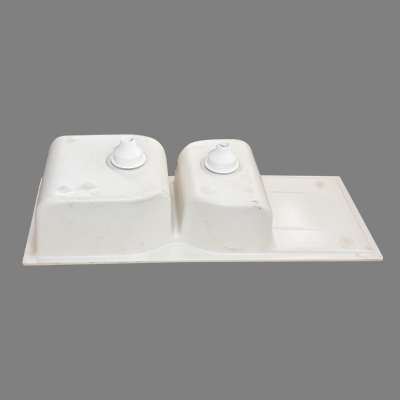 EVIER QUARTZ DOUBLE BAC BLANC (1145x490x203mm)  45X19.5x8 avec accessoires 22,50kg(UE)
