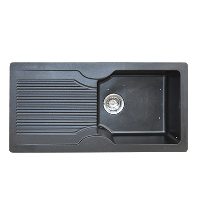 EVIER QUARTZ SIMPLE BAC NOIR  18X36 AVEC ACCESSOIRES  (UE)