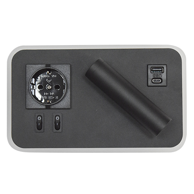 APPLIQUE MURALE  AVEC PRISE EUROPÉENNE LED 3+3W   85-265V 50/60Hz  4500k B-161 Left-BLK