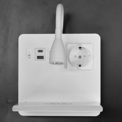 APPLIQUE MURALE AVEC PRISE EUROPÉENNE LED 3+3W 85-265V 50/60HZ 40500K  B-169 WH