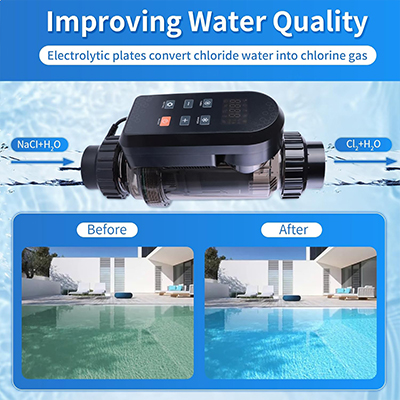 ÉLECTROLYSEUR AU SEL POUR PISCINE  PRODUCTION CHLORE MAX 20G/H 120W 30V 4500rpm 95m3  3040208678