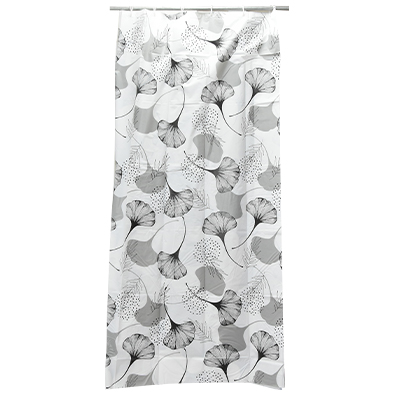 RIDEAU DE DOUCHE IMPERMEABLE (Polyéthylène Vinyle Acétate) PEVA 180X180 CM 68G SANS AIMANT S-1061( BLANC+NOIR+GRIS)