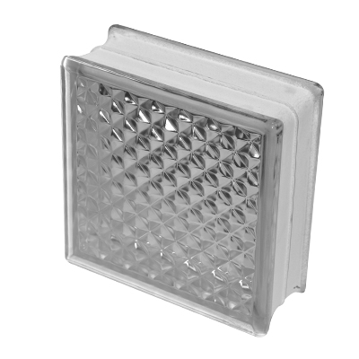 BRIQUE DE VERRE 19x19x8cm LATTICE CLEAR =Crown  PRIX NET PRIX NET