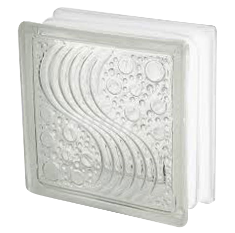 BRIQUE DE VERRE 19x19x8cm SEA WAVE CLEAR=Crown Ocean PRIX NET