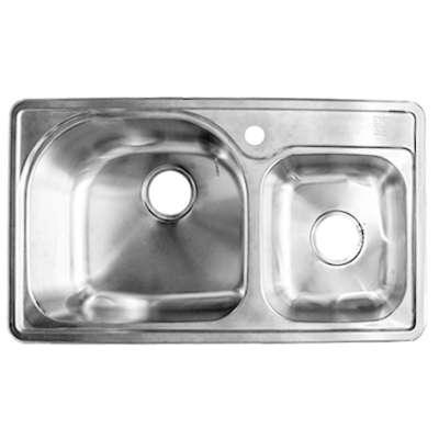 EVIER EN INOX  DOUBLE BAC  L.800 x W.450 x H.200 mm 1020201006