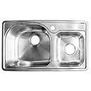 EVIER EN INOX  DOUBLE BAC  L.800 x W.450 x H.200 mm 1020201006