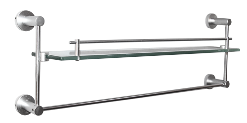 TABLETTE VERRE +PORTE SERVIETTE  ALU  620 x 130 x 220 mm 1010903029