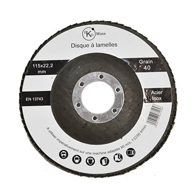 DISQUE A LAMELLE 115 X 22.2 MM 40 GRAIN ACIER INOX  2010808125