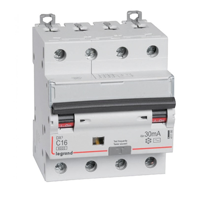 DISJONCTEUR MODULAIRE DX3 4P C16 6000A AC 30MA 4M 411186
