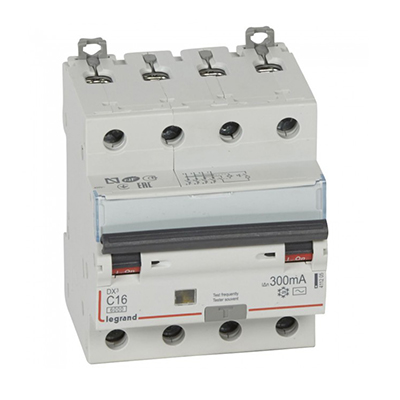 DISJONCTEUR MODULAIRE DX3 4P C16 6000A AC 300MA 4M 411205