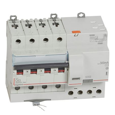 DISJONCTEUR MODULAIRE DX3 4P C63 6000A AC 300MA 7M 411211