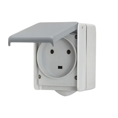 SOCLE 2P+T 32A ETANCHE PLEXO IP44-IK08-A VOLET-96x119-GRIS 55872