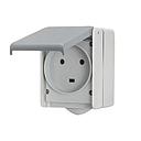SOCLE 2P+T 32A ETANCHE PLEXO IP44-IK08-A VOLET-96x119-GRIS 55872