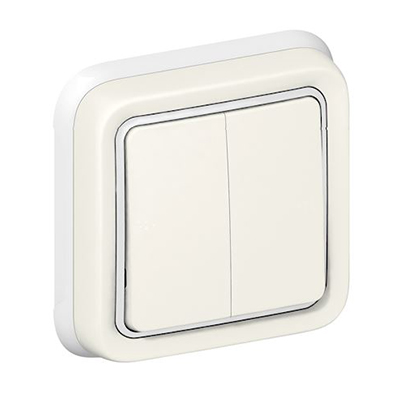 PLEXO INTERRPTEUR DOUBLE VA ET VIENT 10AX 250V IP55 ENCASTRE  069855