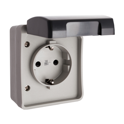 PRISE FIXE ETANCHE  2P+T 16A 250V  SYST. FRANCAIS IP44  3360F-FR SOLERA
