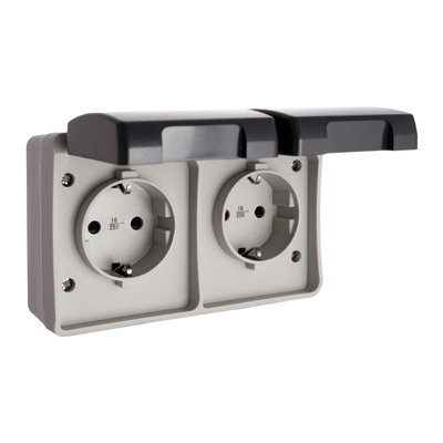 Double prise fixe etanche 2P+T 16A 250V 3366F-FR Solera