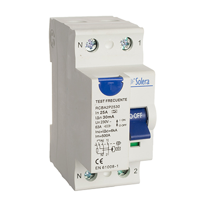 DISJONCT.DIFFERENT.2P 40A 2MOD 40/2-30mA TYPE AC3kvA  RCB2P4030 SOLERA