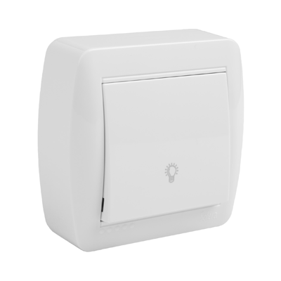 BOUTON POUSSOIR  LUMINEUX  10A 250V  BLANC  MUR04U-FR  SOLERA