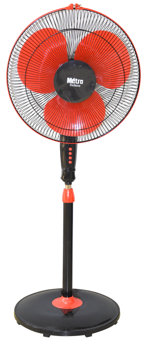 VENTILATEUR AVEC PIED 400MM METRO Model PEARL Coul  BLACK/ RED