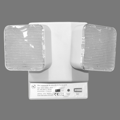 LAMPE DE SECOUR APHARES LED 3W 6500K AC 100 V-265 V AUTONOMIE 3H   IP20 1050118002